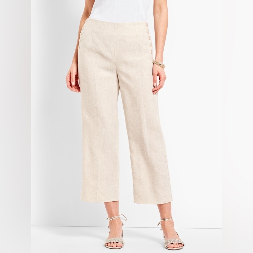 TALBOTS LINEN CHELSEA STRAIGHT-LEG SAILOR CROP, size 6